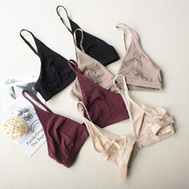 Europe and the United States comfortable thin non-steel triangle cup glossy bra big chest small seamless bikini womens underwear