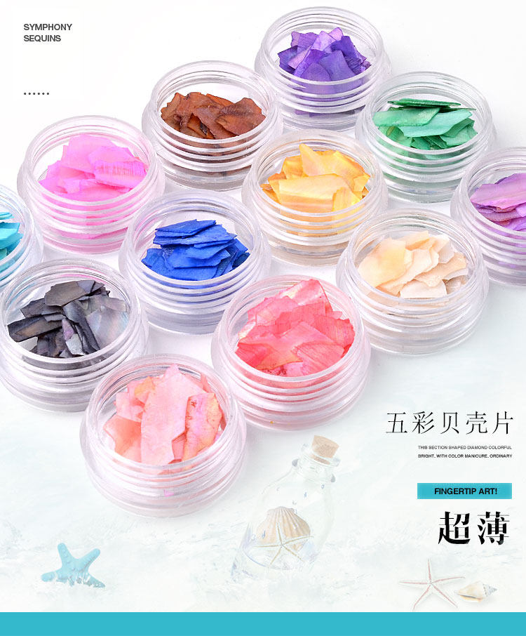 Nail sticker white ultra thin Japanese natural shell piece color fragment irregular small nail ornament 2019 new model