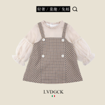 Fashion and beauty~Girls dress (LVDGCK) Italian style plaid mesh fake two A-line skirts