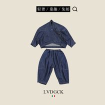 Childrens autumn suit 2021 new LVDGCK Italian girls denim two-piece set female baby foreign style suit