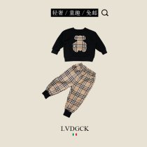 Girls  autumn suit Yangqi 2021 new LVDGCK Italian childrens net red plaid cartoon two-piece set