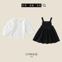 Feel comfortable girls Spring suit (LVDGCK) Italian spring girl baby strap skirt two-piece set