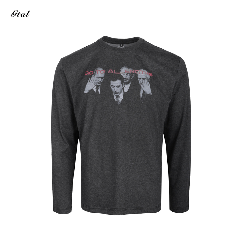 Gtal Xsxd American Casual Style "The Godfather" Direct Print Long-Sleeve Special Floral Yarn Color Crew Neck Top T-Shirt
