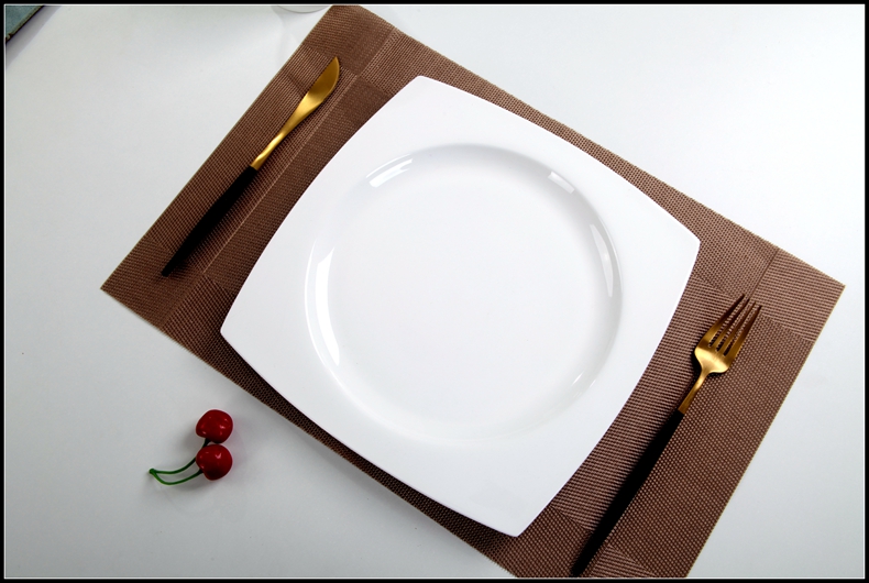 Pure white household ceramic plate steak pan European ipads porcelain hotel big flat tray square plate tableware