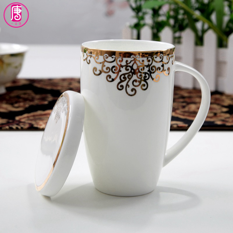 Yipin Tang Jiayong mark cup with cover ipads China continental glass ceramic office cup creative breakfast milk cup lid cup