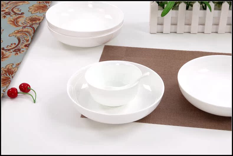 Ipads porcelain ceramic soup deep dish dish of capacity of pure white rice home dish dish nest side dish Japanese plate plate