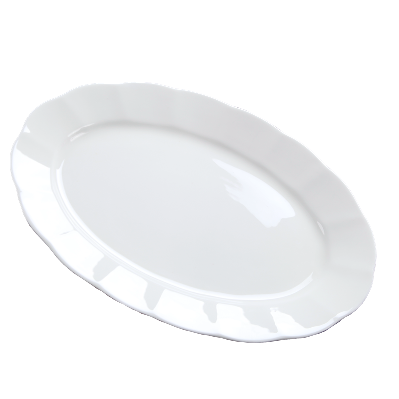 Yipin Tang Jiayong fish ipads porcelain plate 12 inch ceramic oval platter contracted and pure white fish dishes