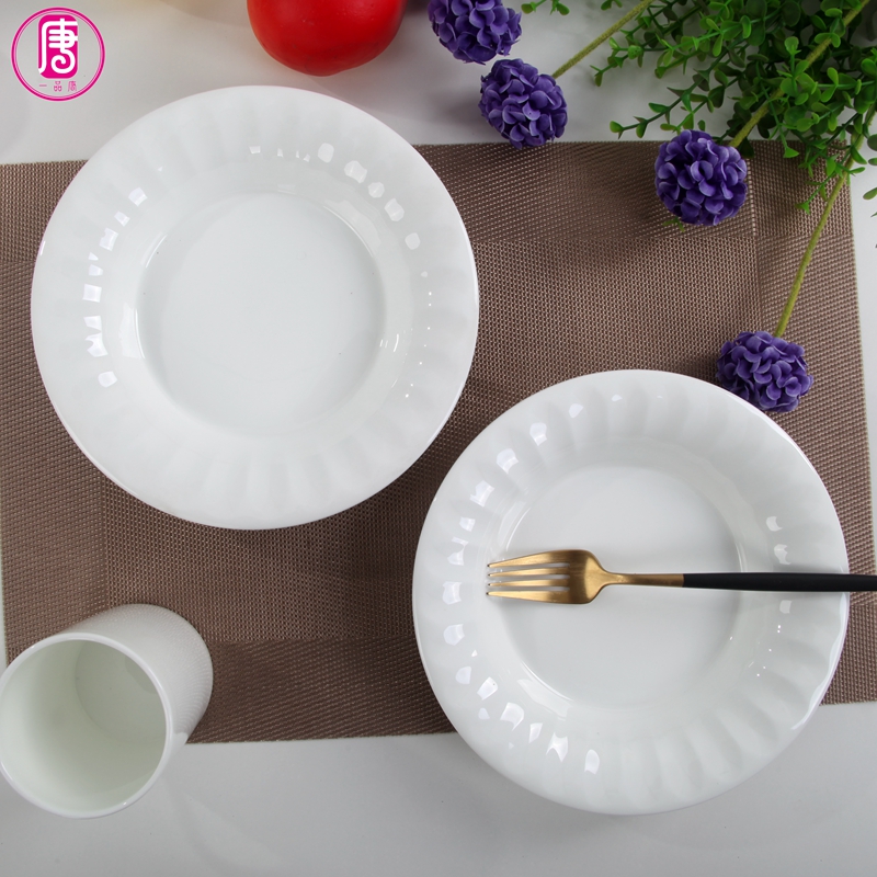 Swallow Tang Jiayong dishes dish ipads porcelain soup plate continental plate ceramic deep dish hotel tableware pure white plate