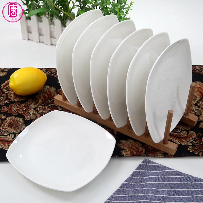 Yipin Tang Jiayong dishes ipads porcelain square plate pure white, cold dish plate square platter ceramic tableware ou flat