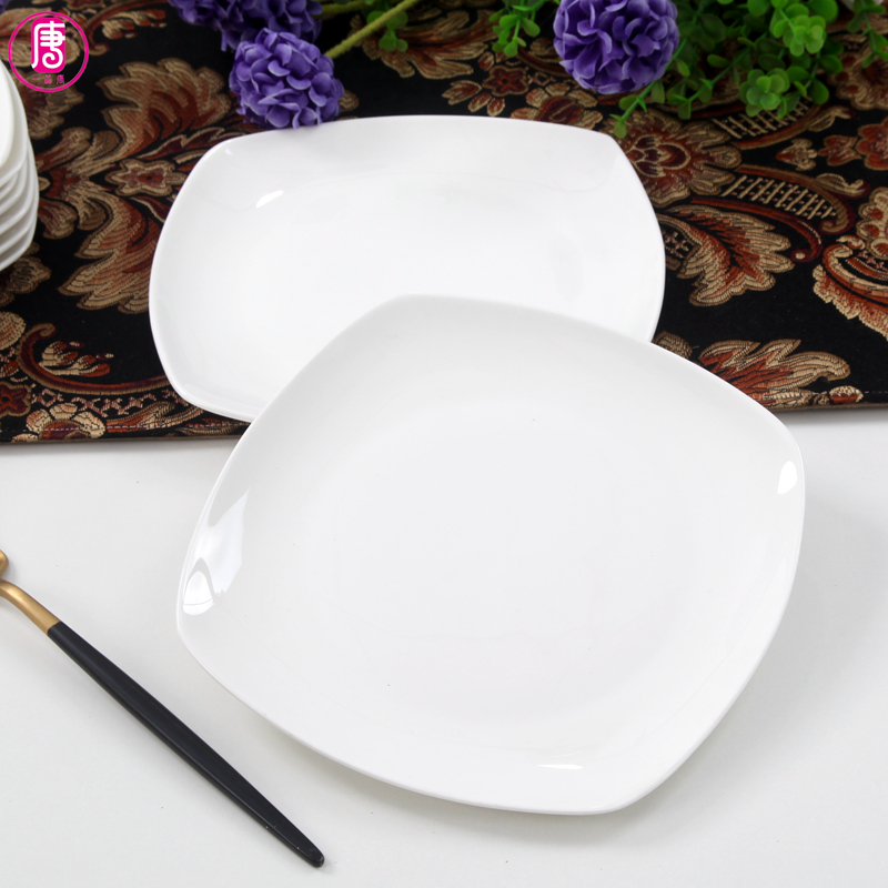 Yipin Tang Jiayong dishes ipads porcelain square plate pure white, cold dish plate square platter ceramic tableware ou flat