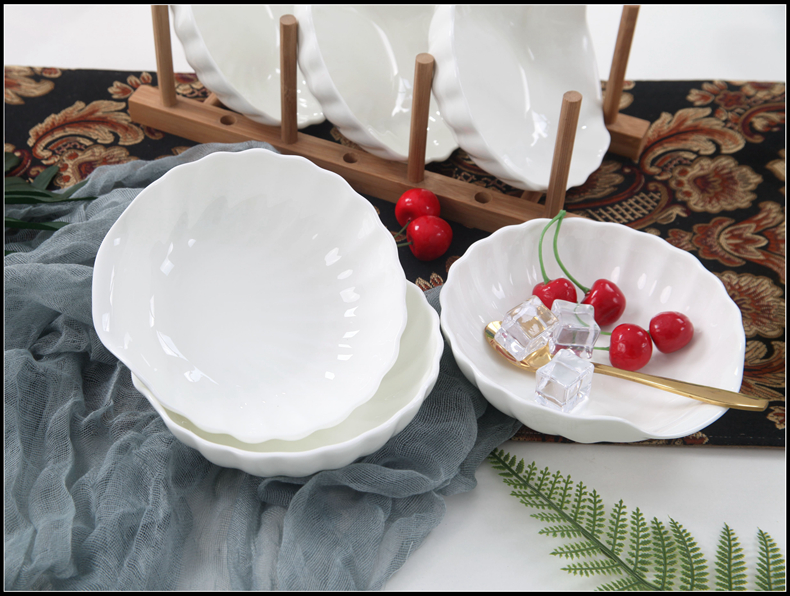 Yipin tang, 6 inch ceramic bowl of pure white ipads porcelain shell shallow bowl move the vegetables salad bowl bowl of noodles bowl