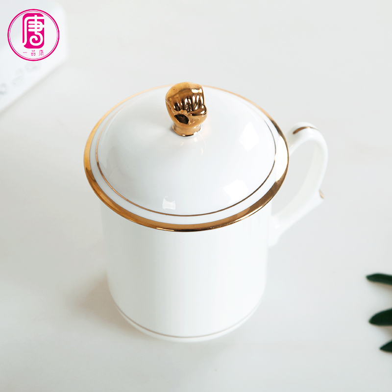 Yipin tang hand paint boss mugs and ipads porcelain cup keller cup with cover office cup
