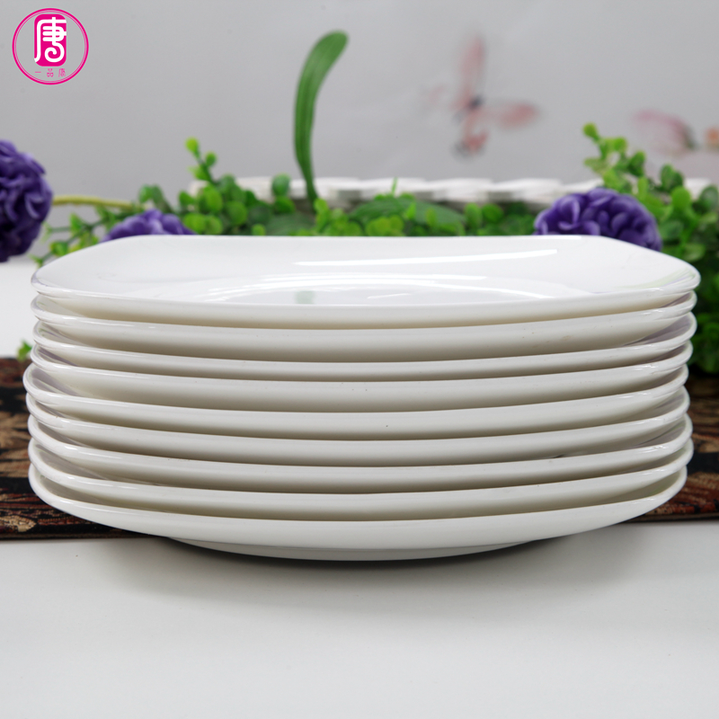 Yipin Tang Jiayong dishes ipads porcelain square plate pure white, cold dish plate square platter ceramic tableware ou flat