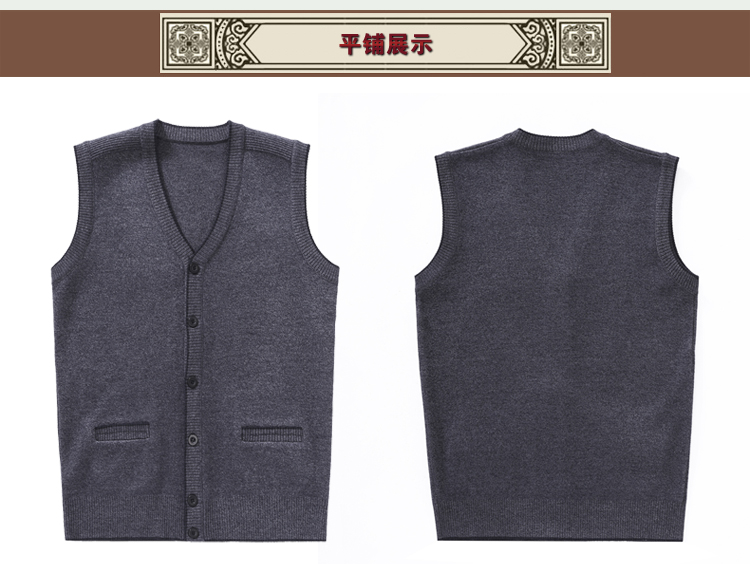 Mới trung niên áo len vest mùa xuân dệt kim áo len cardigan cũ vest vest vai ông nội nam vest