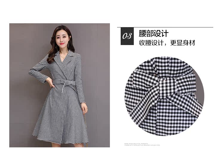 Chỉ có Yi ◆ giảm giá thương hiệu thắt lưng nữ kẻ sọc áo dài áo khoác nữ 10.18 mùa thu áo dạ đẹp