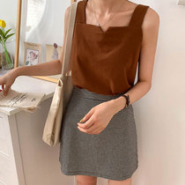 2021 summer new Korean version of design sense knitted sling small vest women wear inside vneck short top ins