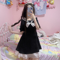 College style skirt cute navy collar waist slim dress Women summer 2021 new small skirt tide