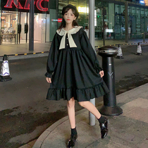  Dress womens autumn 2021 new Korean version thin student Western style A-line skirt loose doll collar ruffle skirt