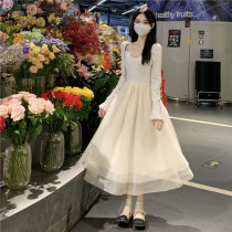 Gentle Wind Super Fairy Mesh Veil Dress Design Sensational Dress Dress Spring Dress 2022 New Woman White Falade Dress