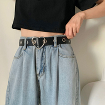 2021 new summer Joker sweet girl belt love buckle design student personality retro belt girl