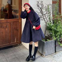 Small Fresh Loose Korean version Dress Spring Dress Lantern Sleeves Fluffy Skirt Spring Tandem Dress Lady 2022 New Spring Autumn