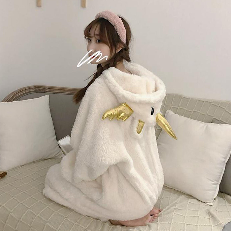 2022 new cute cartoon anime pajamas female autumn and winter students thickened sweet one-piece home clothes to keep warm in winter