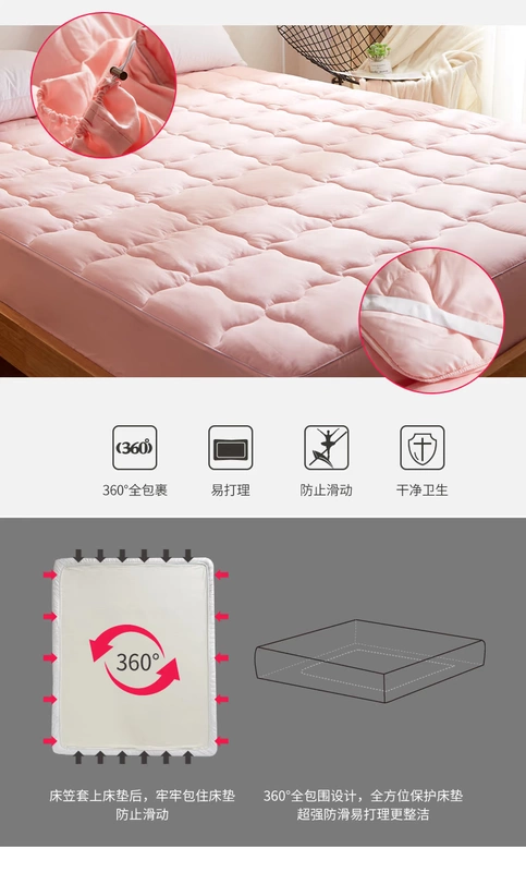 Bông trang bị bông một mảnh bộ bìa nệm bìa bụi khăn trải giường Simmons tay áo bảo vệ bao gồm tất cả 1.8m có thể tháo rời - Trang bị Covers Ga phủ giường là gì