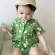 Hàn Quốc mùa hè 1 nam và nữ baby daisy phong cách phương tây áo phông phù hợp với trẻ em sinh nhật đầu tiên quần áo lưới màu đỏ hai mảnh - Phù hợp với trẻ em