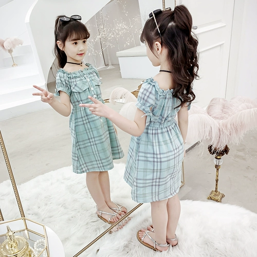 Tmall, платье, наряд маленькой принцессы, юбка на девочку, летняя летняя одежда, подходит для подростков, в западном стиле, 2020, детская одежда, открытые плечи