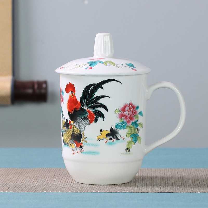 Office of jingdezhen ceramic cups with cover glass male household cup tea cup and wholesale custom mugs