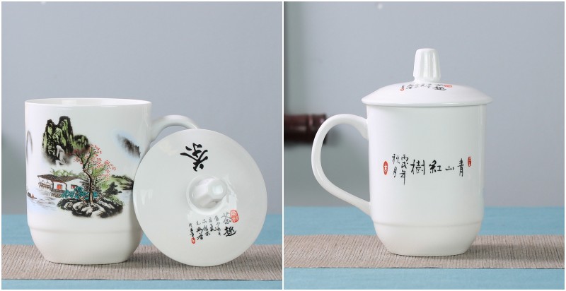 Office of jingdezhen ceramic cups with cover glass male household cup tea cup and wholesale custom mugs