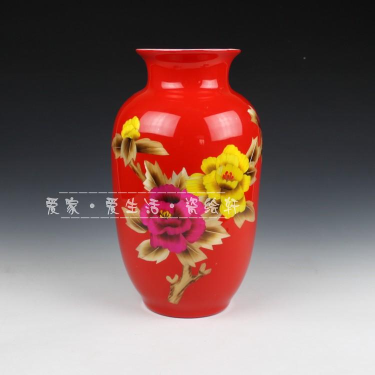 China red wheat straw painting vase Jingdezhen ceramic ware modern vase ceramic winter melon bottle