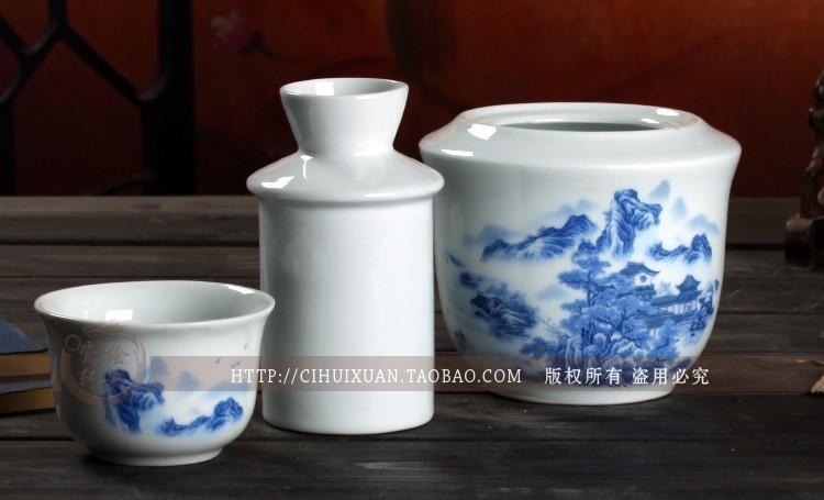 Ấm rượu nồi lẩu nhà Jingdezhen gốm sứ Trung Quốc cổ rượu vang vàng rượu vang trắng ly ấm nóng bình - Rượu vang ly rượu đẹp