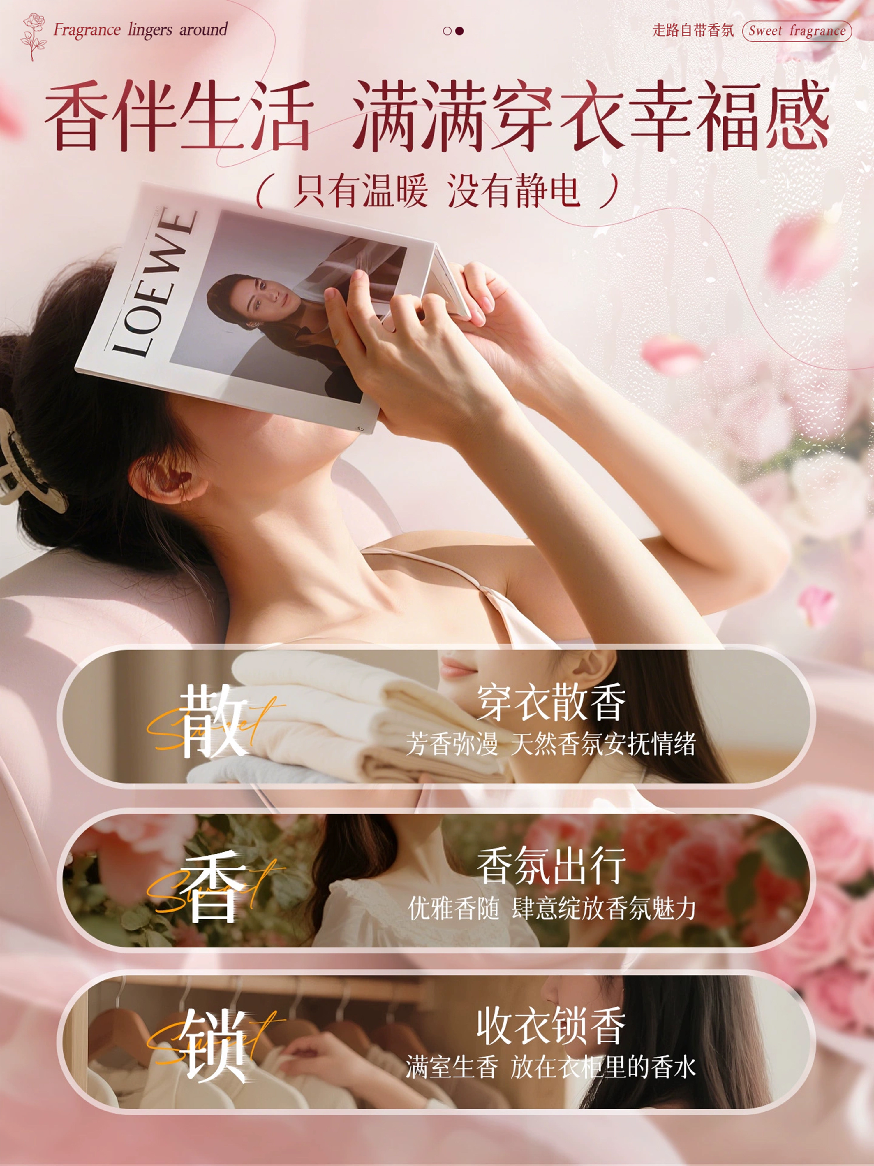 Anti-Static Spray for Clothes, Removes Static Electricity, Softens Clothes, Removes Wrinkles, Long-Lasting, Removes Mites, Fragrance, Deodorizes