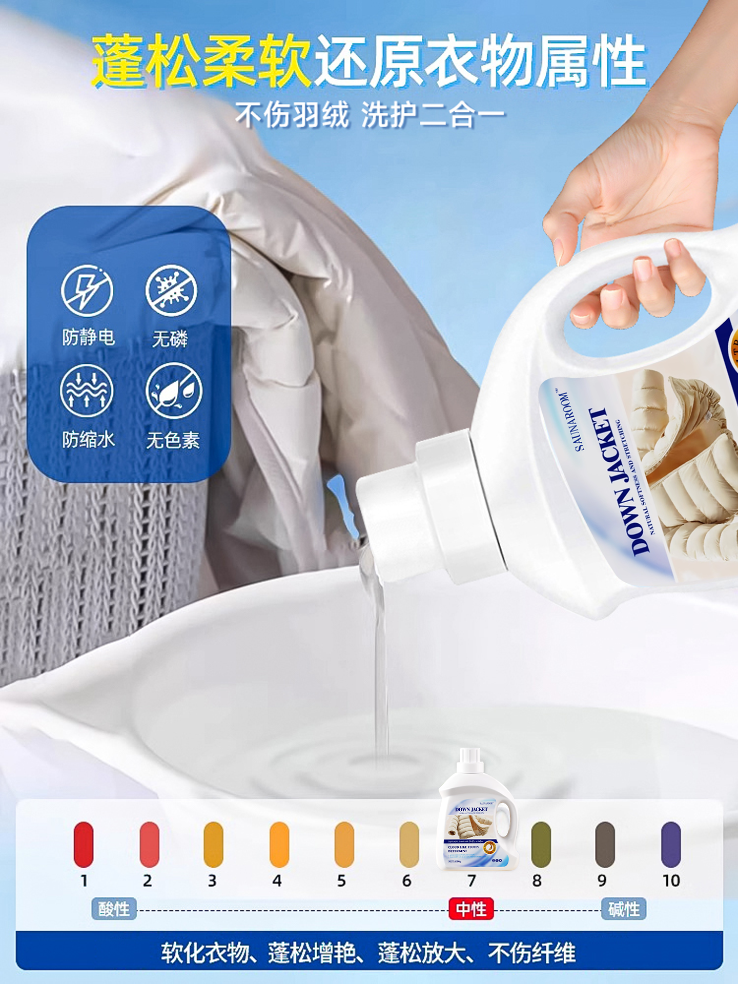 Down Jacket Fluffy Detergent Official Flagship Store Washing Machine Special Detergent for Cleaning and Removing Stains