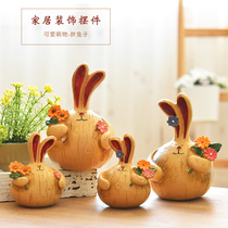 Creative home room living room bedroom rabbit small ornaments home decoration room warm girl heart gift