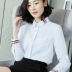 Áo sơ mi trắng nữ tay dài Slim váy chuyên nghiệp 2018 xuân mới phỏng vấn Bà áo trắng áo voan kiểu trung niên Mùa xuân