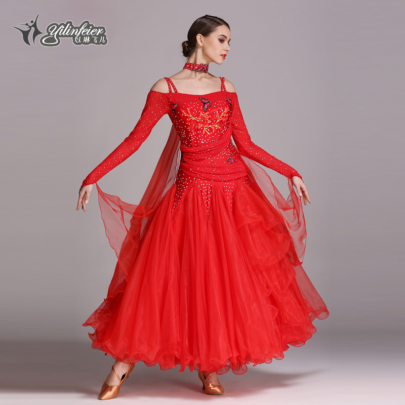 Butterfly Romance Flowers Morden Dance Dresses Social Dance Big Swing Dress -230 Waltz Acting Out National Standard Dance Costumes