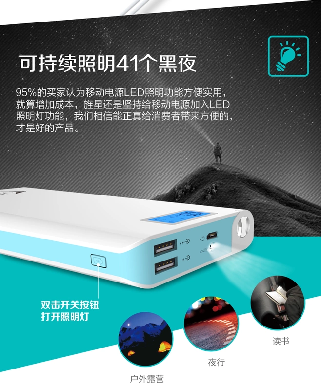 Jing Xing thương hiệu sạc kho báu 20000m mAh điện thoại di động của Apple siêu mỏng điện thoại thông minh Andrews vận chuyển vũ trụ - Ngân hàng điện thoại di động