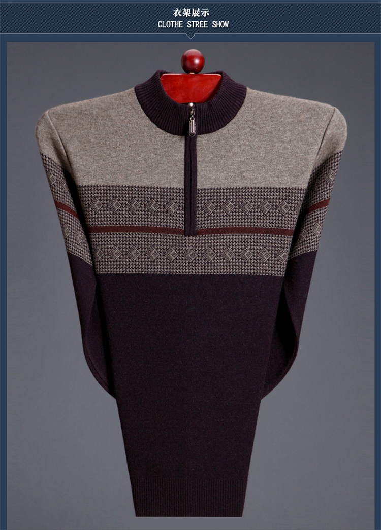 Mùa đông mới nửa cao cổ áo len 100% cashmere áo len nam đích thực trùm đầu dày áo len đan đáy trung áo khoác bomber