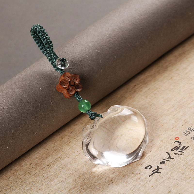 Original White Crystal Ruyi Locks Car Key Button Foo Lock Safety Bag phone Pendant Pendant Key Necklace