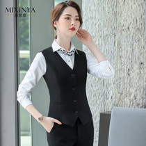 Professional wear slim Joker vertical stripes commuter womens white collar work clothes business interview vest OL Korean version