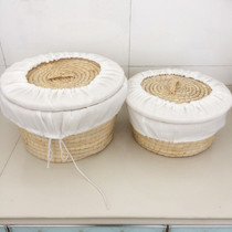 Grass Choreography Steamed Bread Basket With Lid Insulated Basket Buns Large Cake Basket For Home Round Containing Box Storage Hamper Basket