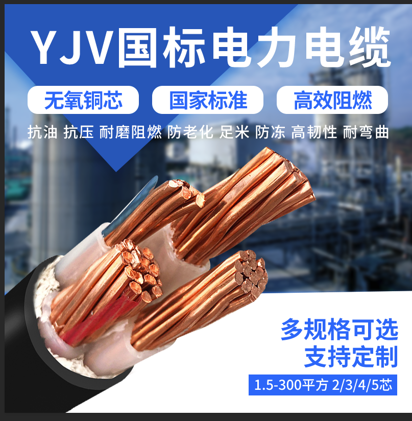 National Label YJV Cable pure copper core 2 3 4 5 Core 2 5 4 6 10 16 Squared Outdoor Jacket Telecom
