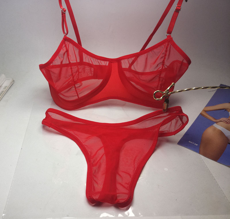 Mùa hè đầy đủ lưới không có vòng thép trong suốt màu đen gợi cảm siêu mỏng nữ bra set đồ lót cám dỗ đồ bơi nữ đẹp