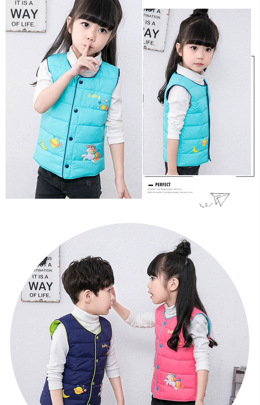 Áo vest cotton trẻ em 2018 mới quần áo bé trai bé gái xuống áo vest cotton vai chống mùa thu đông