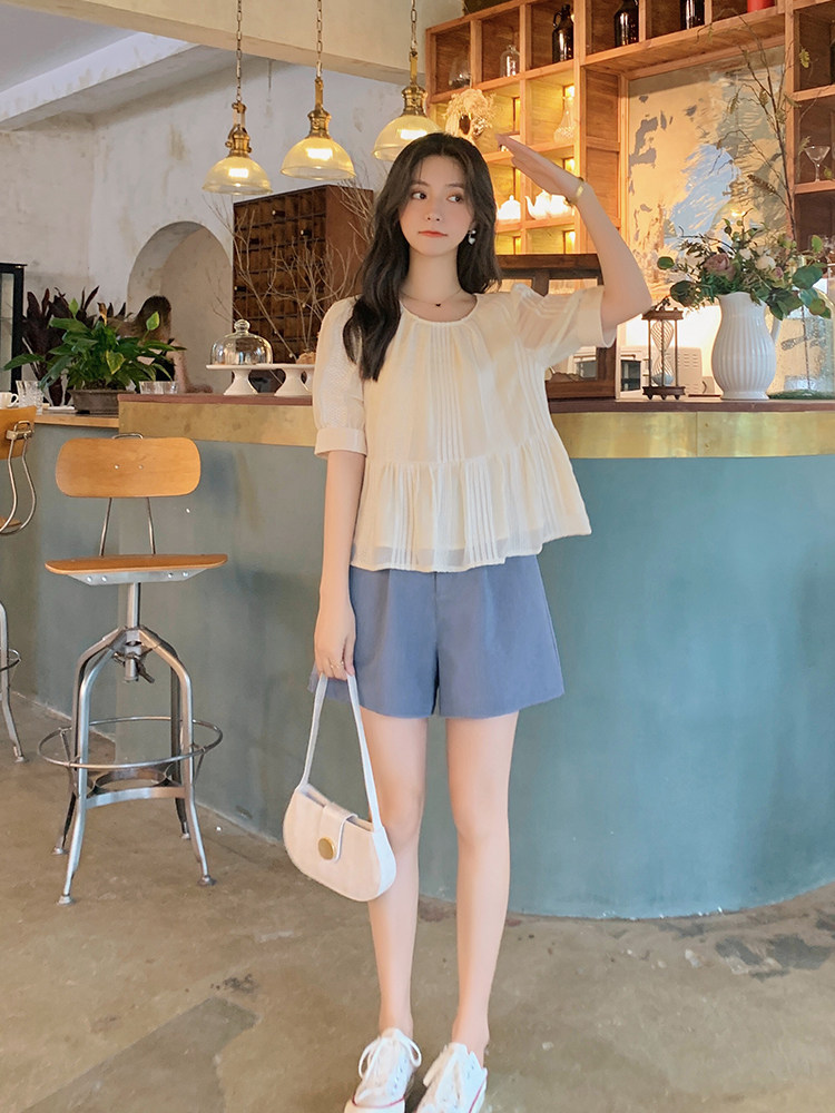 Blue language large size women's clothing fat sister mm temperament lady top shorts suit 2021 summer dress thin two-piece set