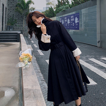 Blue language large size womens fat sister mm cotton cotton long knee over knee cotton jacket coat 2021 Winter cotton coat thick