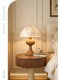French-Style Vintage Creative Shell-Shaped Walnut-Colored Table Lamp for Bedroom, Study, Living Room, Cream-Style Ambiance Table Lamp