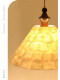 French-Style Vintage All-Copper Creative Shell Dining Room Pendant Light, Rubber Wood Bedroom Pendant Light, Cream-Style Walnut Wood Color Lighting Fixtures